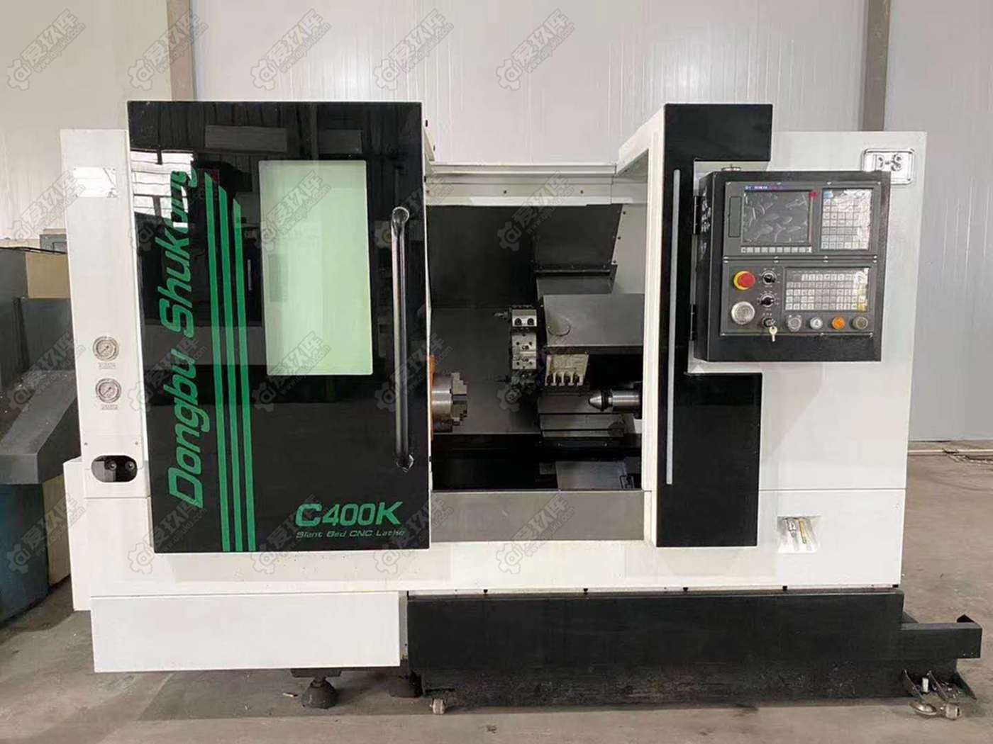 转让二手大森c400k数控斜身车二手数控斜身车8寸中空液压卡盘